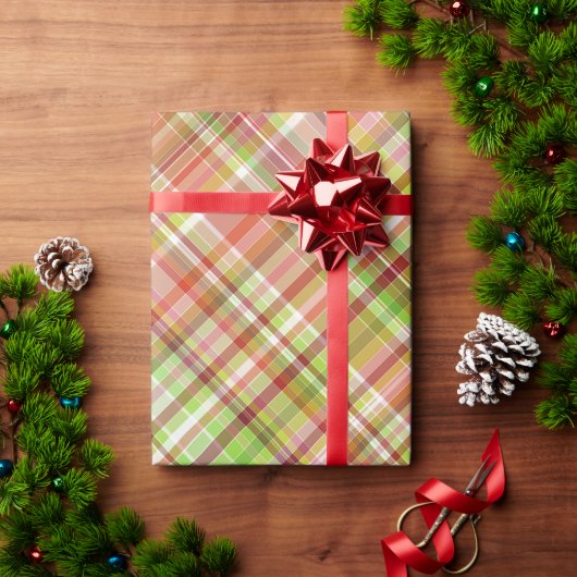 Papier Cadeau Fun Red Yellow Lime Green En vichy Plaid Motif (Cadeau de vacances)