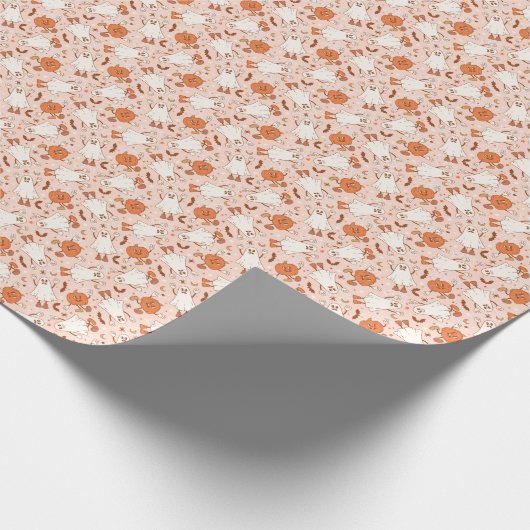 Papier Cadeau Fun Retro Ghost & Jack-O-Lantern Motif (Coin)