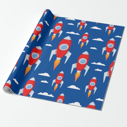 Papier Cadeau Fun Rocket de vaisseau spatial (Déroulé)