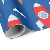 Papier Cadeau Fun Rocket de vaisseau spatial (Coin rond)