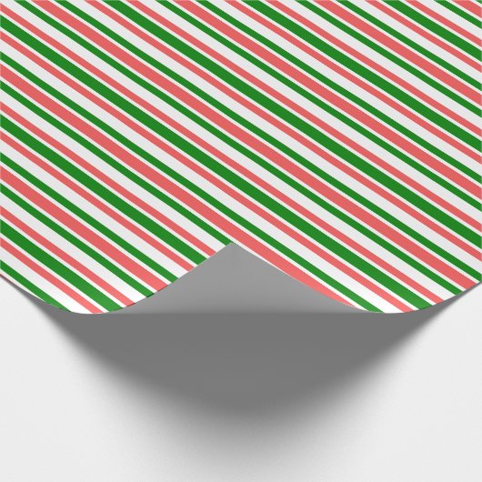 Papier Cadeau Fun Rouge, Blanc, Vert Lignes Motif Papier à envel (Coin)