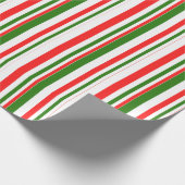 Papier Cadeau Fun Rouge, Blanc, Vert, Style de Noël rayures (Coin)
