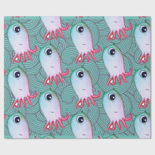 Papier Cadeau FUN SEA MONSTER VAGUES JAPONAISES WAVONS Wrapper P (Plat)