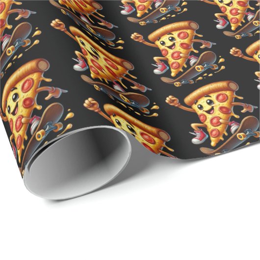 Papier Cadeau Fun skateboard pizparty (Coin rond)