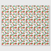 Papier Cadeau Fun Southwestern Flower Poted Cactus Motif (Plat)