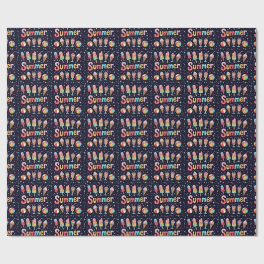 Papier Cadeau Fun Summer Graphics On Black (Plat)