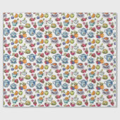 Papier Cadeau Fun tea party carrelé (Plat)