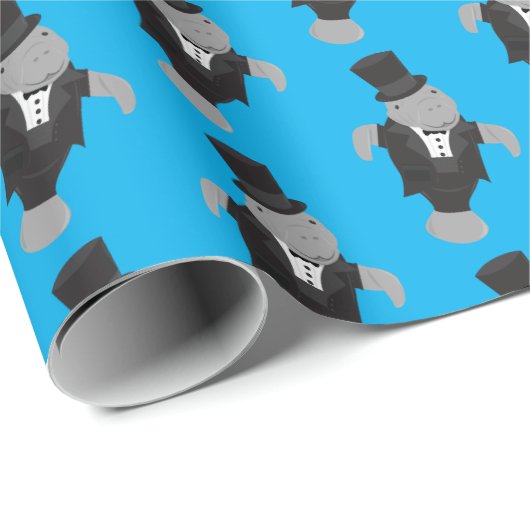 Papier Cadeau Fun Tuxedo Manatee Animal (Coin rond)