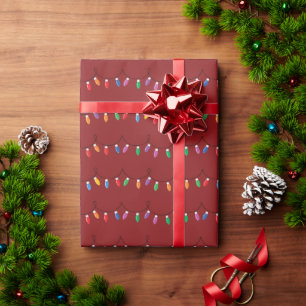 Papier Cadeau Fun Twinkings Lights Noël noir rouge sans couture