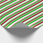 Papier Cadeau Fun Vert, Blanc, Rouge Lignes inspirées Noël (Coin)