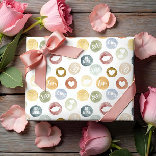 Papier Cadeau Fun Watercolor Polka Dot Valentine's Day Motif