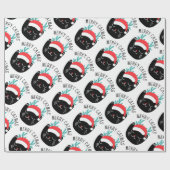 Papier Cadeau Funky Black Cat Motif Joyeux Noël (Plat)