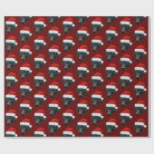 Papier Cadeau Funky Custom Face Chien Photo Santa Hat Noël (Plat)