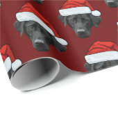 Papier Cadeau Funky Custom Face Chien Photo Santa Hat Noël (Coin rond)