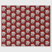 Papier Cadeau Funky Custom Face Chien Photo Santa Hat Noël (Plat)
