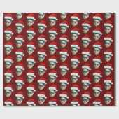 Papier Cadeau Funky Custom Face Photo Père Noël Casquette Noël (Plat)