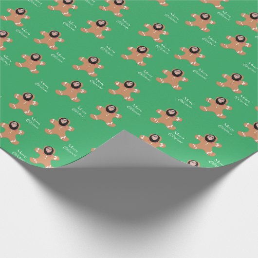 Papier Cadeau Funky Face Ginger Cookie Joyeux Noël Photo (Coin)