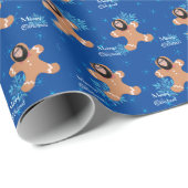 Papier Cadeau Funky Face Ginger Cookie Joyeux Noël Photo (Coin rond)