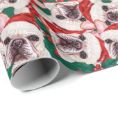 Papier Cadeau Funky French Bulldog Motif de Noël (Coin rond)
