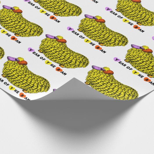 Papier Cadeau Funky Jaune Ram Chinois Année Zodiac Anniversaire (Coin)