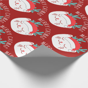 Papier Cadeau Funky Motif Chat blanc Joyeux Noël