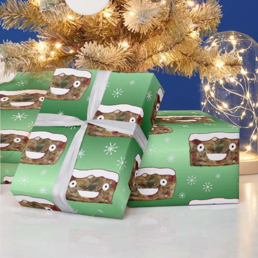 Papier Cadeau Funky Noël Fruitcake Motif Vert (Vacances)