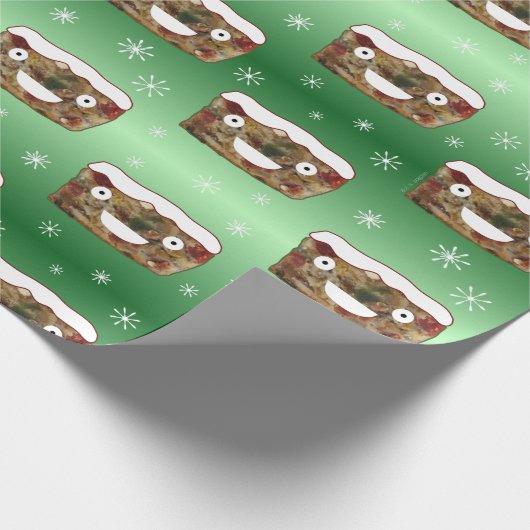 Papier Cadeau Funky Noël Fruitcake Motif Vert (Coin)