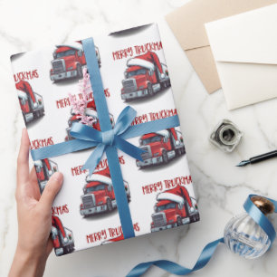 Papier Cadeau Funky Noël Semi Transport Camion Truckmas