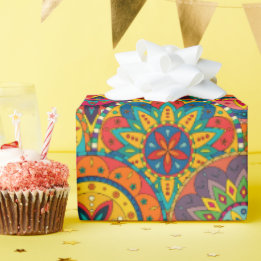 Papier Cadeau Funky Retro couleur Motif Mandala