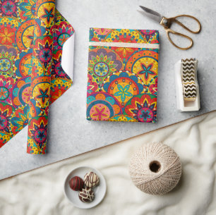 Papier Cadeau Funky Retro couleur Motif Mandala