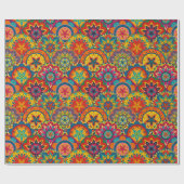 Papier Cadeau Funky Retro couleur Motif Mandala (Plat)