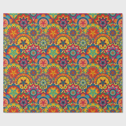 Papier Cadeau Funky Retro couleur Motif Mandala (Plat)