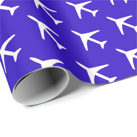 Papier Cadeau Funky White Plane Blue Arrière - plan Pilot Aviati (Coin rond)