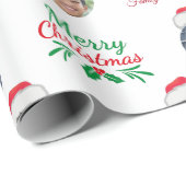 Papier Cadeau Funny Ajouter Famille Membre 4 Photos Collage Sant (Coin rond)