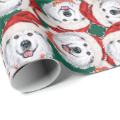 Papier Cadeau Funny Alaskan Malamute Motif de Noël (Coin rond)