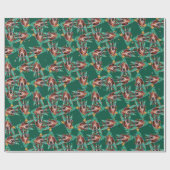 Papier Cadeau Funny Basset Hound Motif de Noël (Plat)