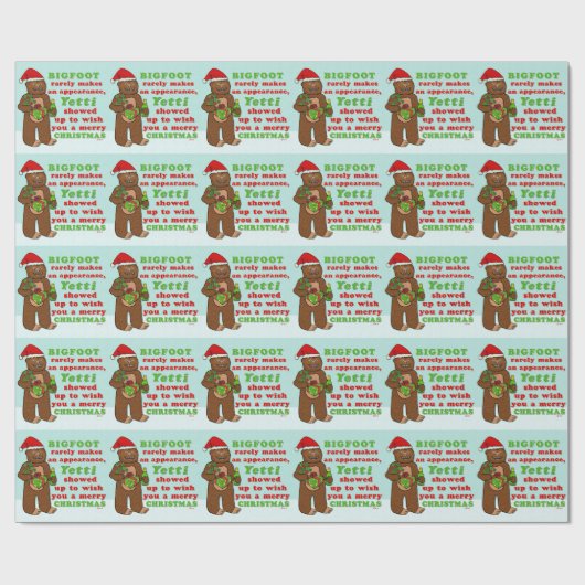 Papier Cadeau Funny Bigfoot Joyeux jeu de Noël Sasquatch Pun (Plat)
