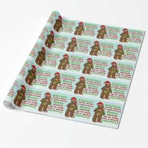 Papier Cadeau Funny Bigfoot Joyeux jeu de Noël Sasquatch Pun