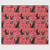 Papier Cadeau Funny Black Cats Papier à envelopper Noël (Plat)