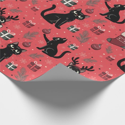 Papier Cadeau Funny Black Cats Papier à envelopper Noël (Coin)