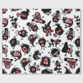 PAPIER CADEAU FUNNY BLACK SCARY MONSTERS WRAPPER PAPIER (Plat)