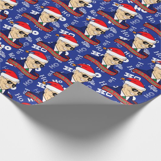 Papier Cadeau Funny Blue Ho Son Président Joe Biden Noël (Coin)
