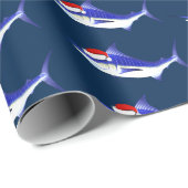 Papier Cadeau Funny Blue Marlin Comme Père Noël (Coin rond)