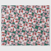 Papier Cadeau Funny Bull Terrier Motif de Noël (Plat)