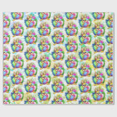 Papier Cadeau Funny Bunny biting an Easter Egg (Plat)