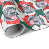 Papier Cadeau Funny Cane Corso Motif de Noël (Coin rond)