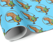 Papier Cadeau Funny Capybara Dancer Rhythmic Gymnast Cartoon (Coin rond)