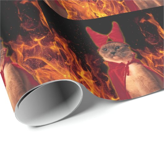 Papier Cadeau Funny Cat à Halloween (Coin rond)