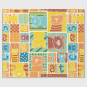 Papier Cadeau Funny cat fabric patchwork wallpaper,abstract seam (Plat)