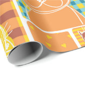 Papier Cadeau Funny cat fabric patchwork wallpaper,abstract seam (Coin rond)